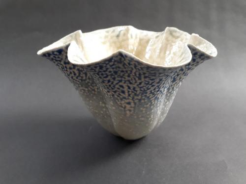 Small salt-glazed petal bowl