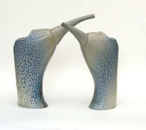 Two slab-built pouring vessels