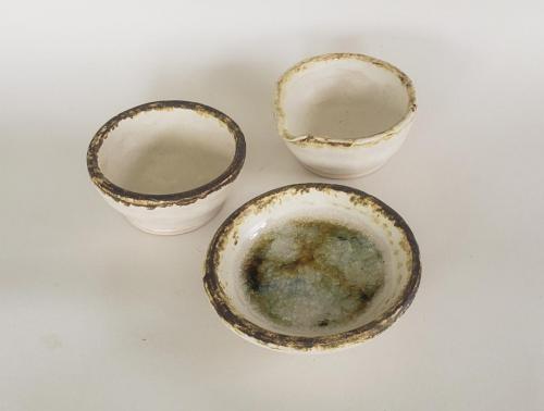 Bowls with molten glass decoration